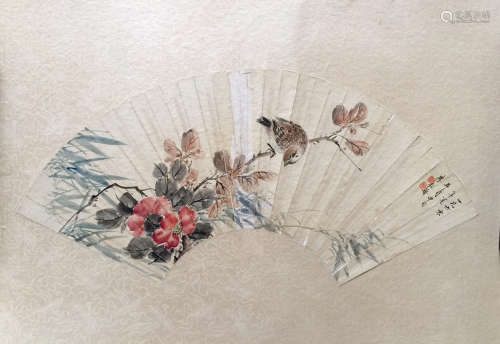 LIHECHOU FLORAL&BIRD FAN PAINTING