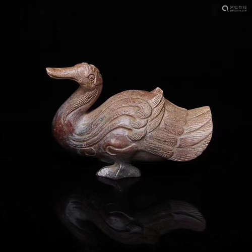 A DUCK DESIGN OLD HETIAN JADE ORNAMENT