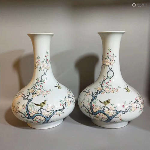 17-19TH CENTURY, A FLORAL&BIRD PATTERN BOJIE VASE, QING DYNASTY