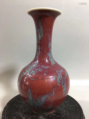 A FLAMBED GLAZED VASE