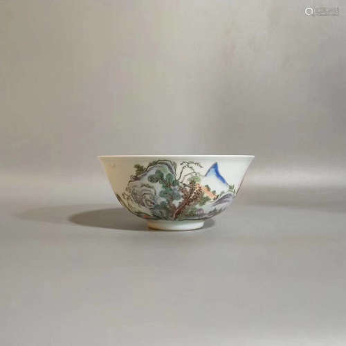 17-19 CENTURY, A LANDSCAPE PATTERN BOWL, QING DYNASTY