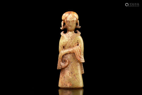 ARCHAIC JADE CARVED 'LADY' FIGURE