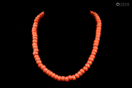 TAIWAN RED CORAL BEAD NECKLACE