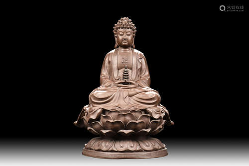 YIXING ZISHA SHAKYAMUNI BUDDHA SEATED FIGURE