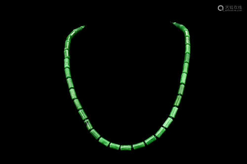 MYANMAR OLD DEPOSIT JADEITE BEAD NECKLACE