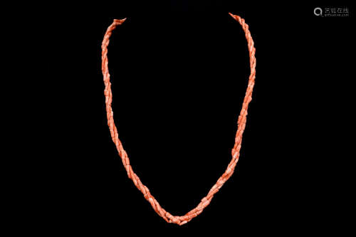 TAIWAN NATURAL CORAL TWISTED STRAND NECKLACE