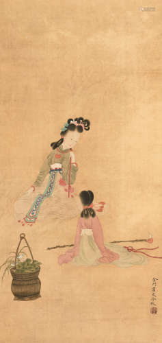 LENG MEI: INK AND COLOR ON SILK PAINTING 'LADIES'