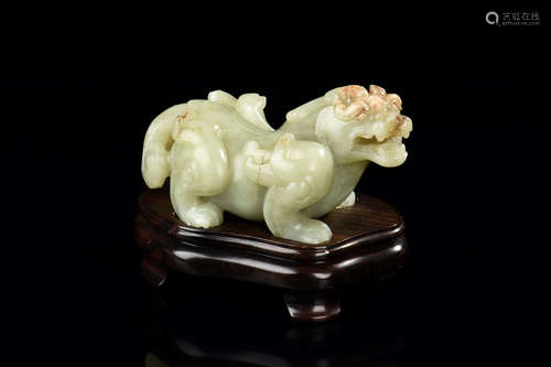 JADE CARVED 'MYTHICAL BEAST' FIGURE