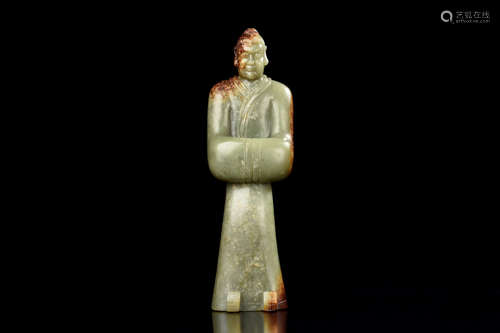 JADE CARVED 'SCHOLAR' FIGURE