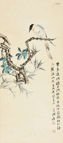 ZHANG DAQIAN: INK AND COLOR ON PAPER PAINTING 'BIRD'