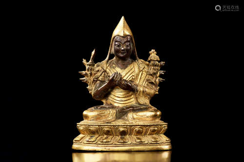 GILT BRONZE CAST 'JE TSONGKHAPA' SEATED FIGURE