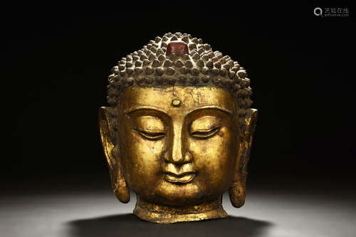 GILT BRONZE SHAKYAMUNI HEAD