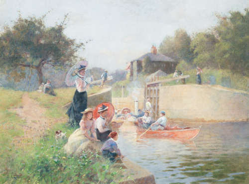 A summer's day, Marlow Lock Hector Caffieri, RI, RBA(British, 1847-1932)