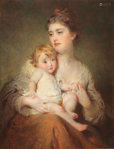 The Duchess of St. Albans and son George Elgar Hicks, RBA(British, 1824-1914)