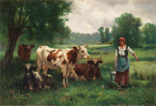 The milkmaid Julien Dupré(French, 1851-1910)