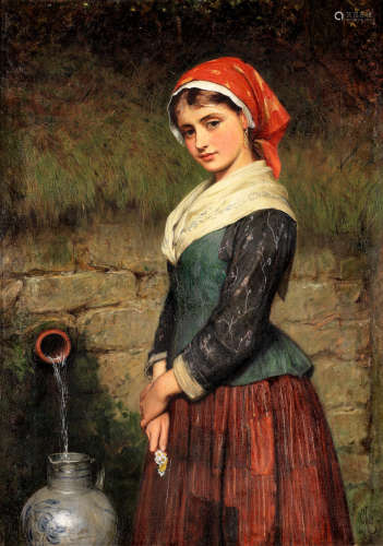 Girl by a well Charles Sillem Lidderdale, RBA(British, 1831-1895)