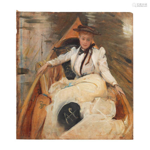 A lady reclining in a boat Arthur Hacker, RA(British, 1858-1919)
