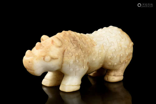 JADE CARVED 'RHINOCEROS' FIGURE