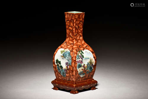 FAMILLE ROSE OPEN MEDALLION VASE