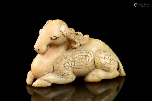 JADE CARVED 'RAM' FIGURE