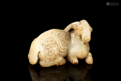 JADE CARVED 'RAM' FIGURE