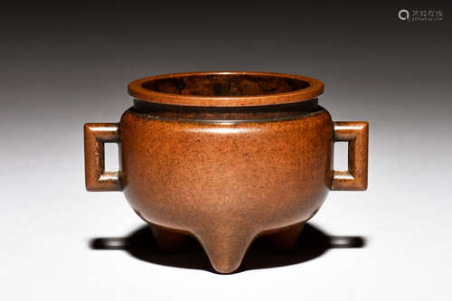 BRONZE CAST TRIPOD CENSER WITH HANDLES