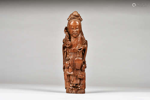 BAMBOO CARVED 'GUANYIN' FIGURE