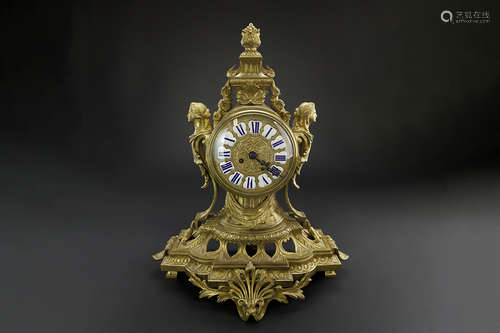 19TH CENTURY FRENCH GILT BRONZE MANTEL CLOCK