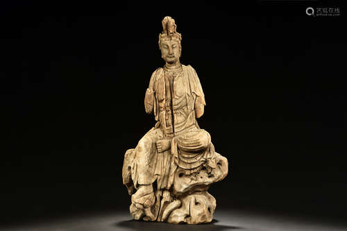 WOOD CARVED AVALOKITESVARA FIGURE