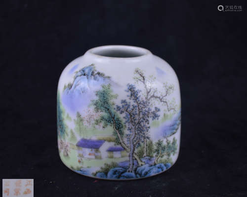 A QIANJIANG GLAZE CYLINDER SHAPED WATER POT