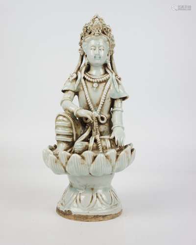 QINGBAI CELADON GUANYIN FIGURE STATUE