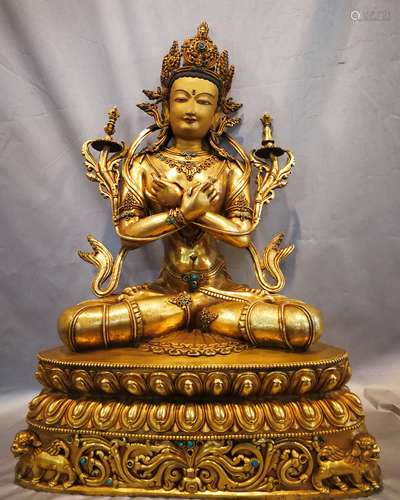 A BRONZE GILT VAJRA SADUO BUDDHA