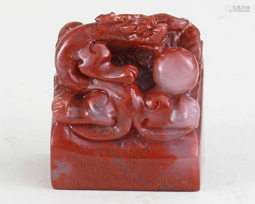 SOAPSTONE INK STAMP CARVING OF QILIN