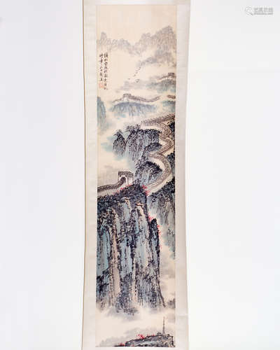 SCROLL OF WATERCOLOR PAINTING SIGNED QIAN SONGYAN