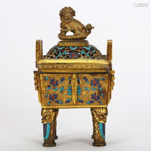 CHINESE CLOISONNE FOOLION CENSER