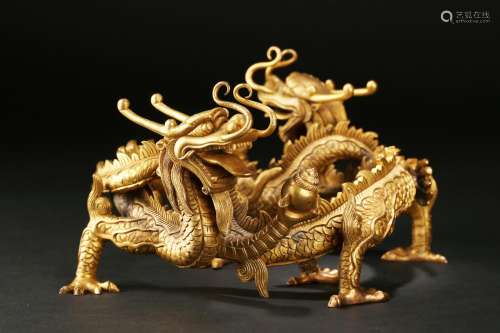 CHINESE GILT BRONZE DRAGON