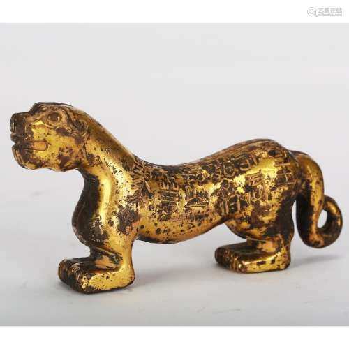 CHINESE GILT BRONZE LION