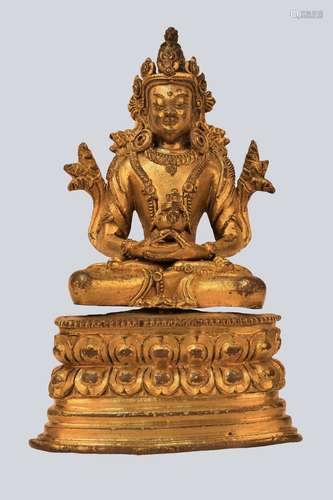 A Gilt Bronze Figure of Amitayus, China, 17-18th Century.