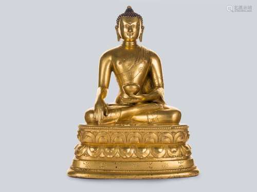 A Gilt Bronze Figure of Buddha, Mongolia, School of Zanabazar, 17-18th Century.