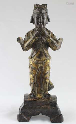 A Gilt Bronze Figurine of Monk, China, Ming Dynasty 16th century.