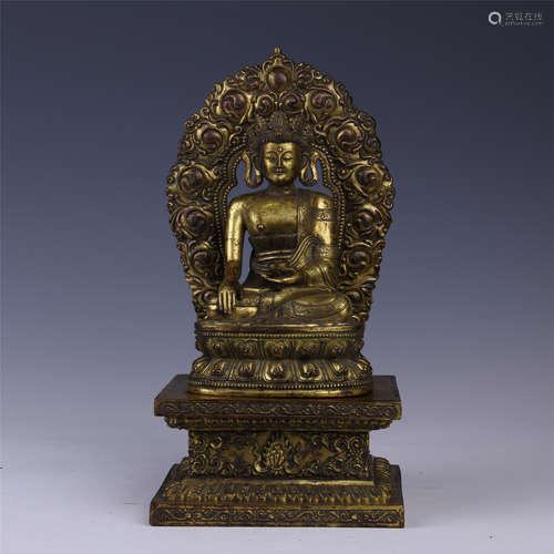 CHINESE GILT BRONZE SEATED SAYKAMUNI BUDDHA