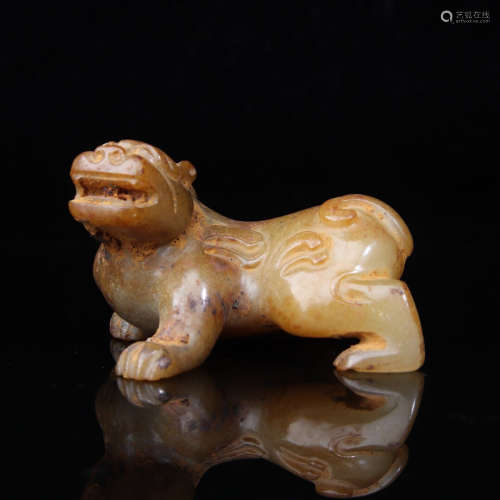 202BC-220AD, AN ANCIENT  JADE BEAST DESIGN ORNAMENT, HAN DYNASTY