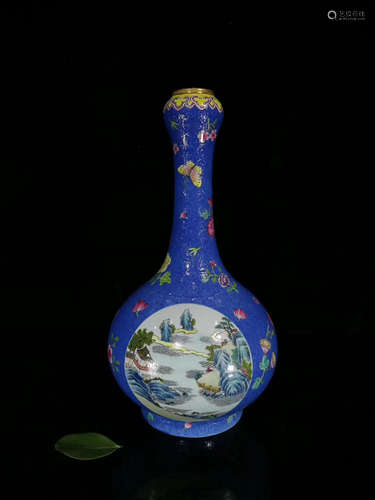 17-19TH CENTURY, A LANDSCAPE PATTERN MULTICOLOR VASE, QING DYNASTY