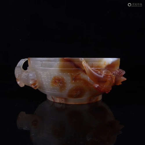 206BC-220AD, A NATURAL BOWL DESIGN OLD AGATE ORNAMENT, HAN DYNASTY