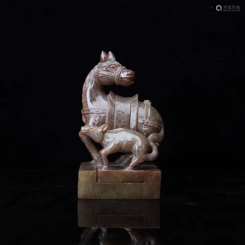 202BC-220AD, A SET OF  HETIAN JADE BEAST DESIGN SEALS, HAN DYNASTY