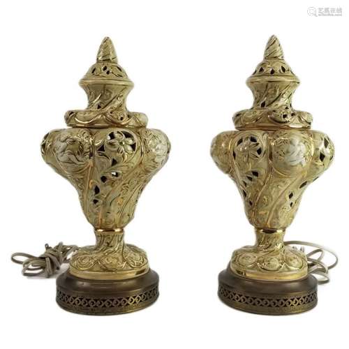 A Pair of Vintage Porcelain Lamps