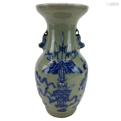 A Blue and White Celadon Glazed Vase