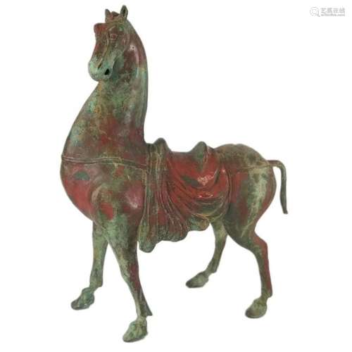 A bronze horse sculpture