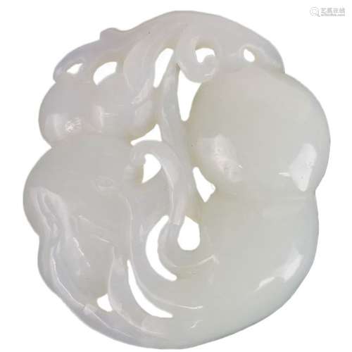 A Carved White Jade Pendant