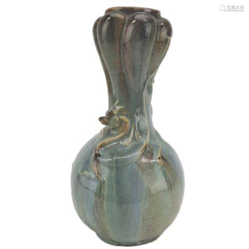 A Blue-Brownish Flambe Dragon Garlic Head Vase